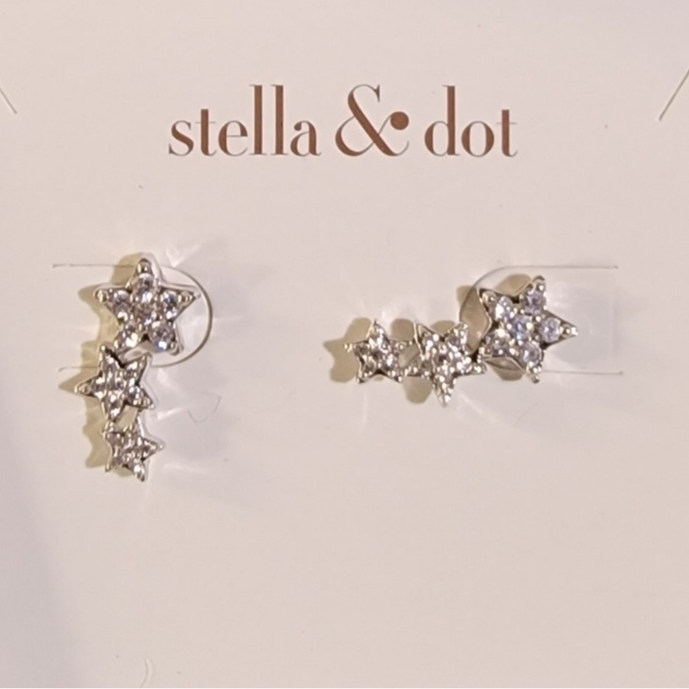 Stella & Dot Silver Star Cluster Earrings